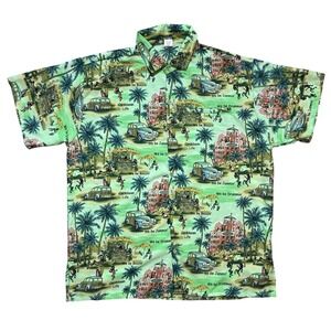 Creations We Be Jammin Caribean Life Jamaica‎ Terivoile Button Up Shirt Men L